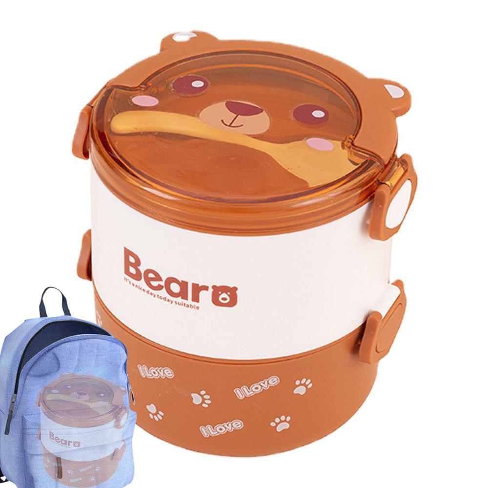 Tohuu Double Layer Lunch Box Cute Leak Proof Bento Box Lunch Box With  Cutlery Kids Microwave Safe Lunch Box Portable Stackable Food Container Lunch  Boxes With Stickers For Daycare cozy 