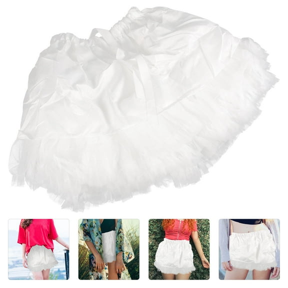 MIPCASE 1Pc White Bubble Skirt Gauze Underskirt Layered Tulle Skirt for Party Use Elegant Style