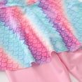 thumbnail image 7 of FINALGANG Girls Cartoon Print Three Piece Rash Guard Set Ruffle Long Sleeve Crewneck Top Pants Skirt With Hat Stretchy Swimsuit For Daily Beach Pool Swim Wear Stylish Swimwear, 7 of 7