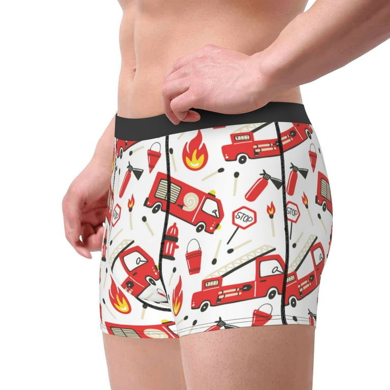 Kll Fire Truck Men'S Cotton Boxer Briefs Underwear-Medium