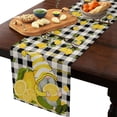 thumbnail image 2 of Table Runner Dresser Scarves 72 Inch Long, Cute Dwarf with Farm Yellow Lemon Linen Dining Table Runners Fruit on Black White Buffalo Plaid Tabletop Scarf for Wedding Holiday Party Kitchen, 2 of 9