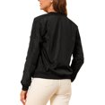 thumbnail image 3 of INSPIRE CHIC Women's Coat Casual Zip Up Bomber Jacket Windbreaker Outerwear with Pockets M Black, 3 of 7