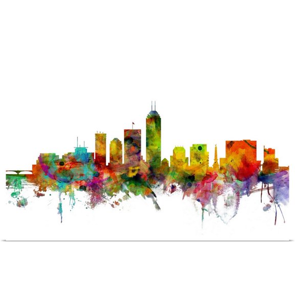 Great BIG Canvas | Rolled Michael Tompsett Poster Print entitled Indianapolis Indiana Skyline