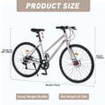 thumbnail image 2 of Hybrid Bike, 7 Speed Hybrid Bicycle with 700C Tires and Disc Brake, Road Bike for Adult, Men,Women Junior Senior, Champagne, 2 of 5