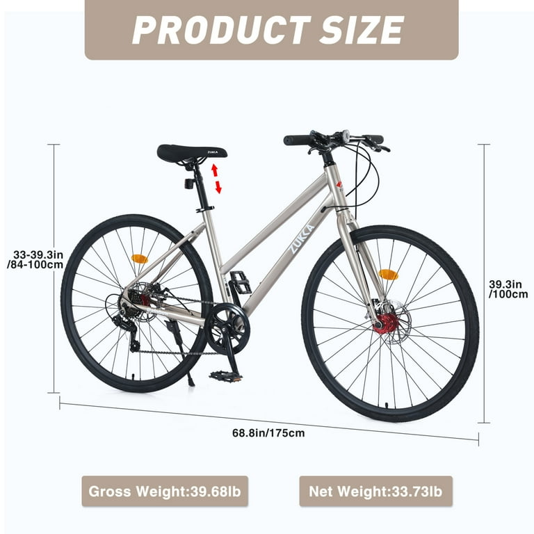 Hybrid Bike 7 Speed Hybrid Bicycle with 700C Tires and Disc Brake Road Bike for Adult Men Women Junior Senior Champagne Walmart
