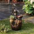 thumbnail image 3 of HomeStock Urban Upmarket Pump And Pots Resin Outdoor Fountain With Lights, 3 of 10