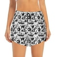 thumbnail image 2 of Balery Black White Halloween Pattern Women's Running Shorts with Liner 2 Pockets Elastic Workout Athletic Gym Yoga Shorts-XX-Large, 2 of 7