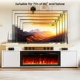 thumbnail image 2 of HARIPUL 70" Fireplace TV Stand for TVs Up to 80" with 36" Electric Fireplace, LED Light Entertainment Center, Dual-Layer Media Console Table with Storage Cabinet, Living Room TV Console, White, 2 of 7