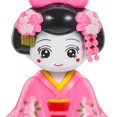 thumbnail image 3 of WASHWEPE Solar Powered Fan Swiveling Kimono Doll Car Decor Creative Table Ornament Doll Head, 3 of 8