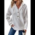 thumbnail image 3 of Sudadera Informal de Punto Gofre para Mujer 2025, Suéter de Cuello en V con Botones Extragrandes y Capucha con Cordón. S, 3 of 7