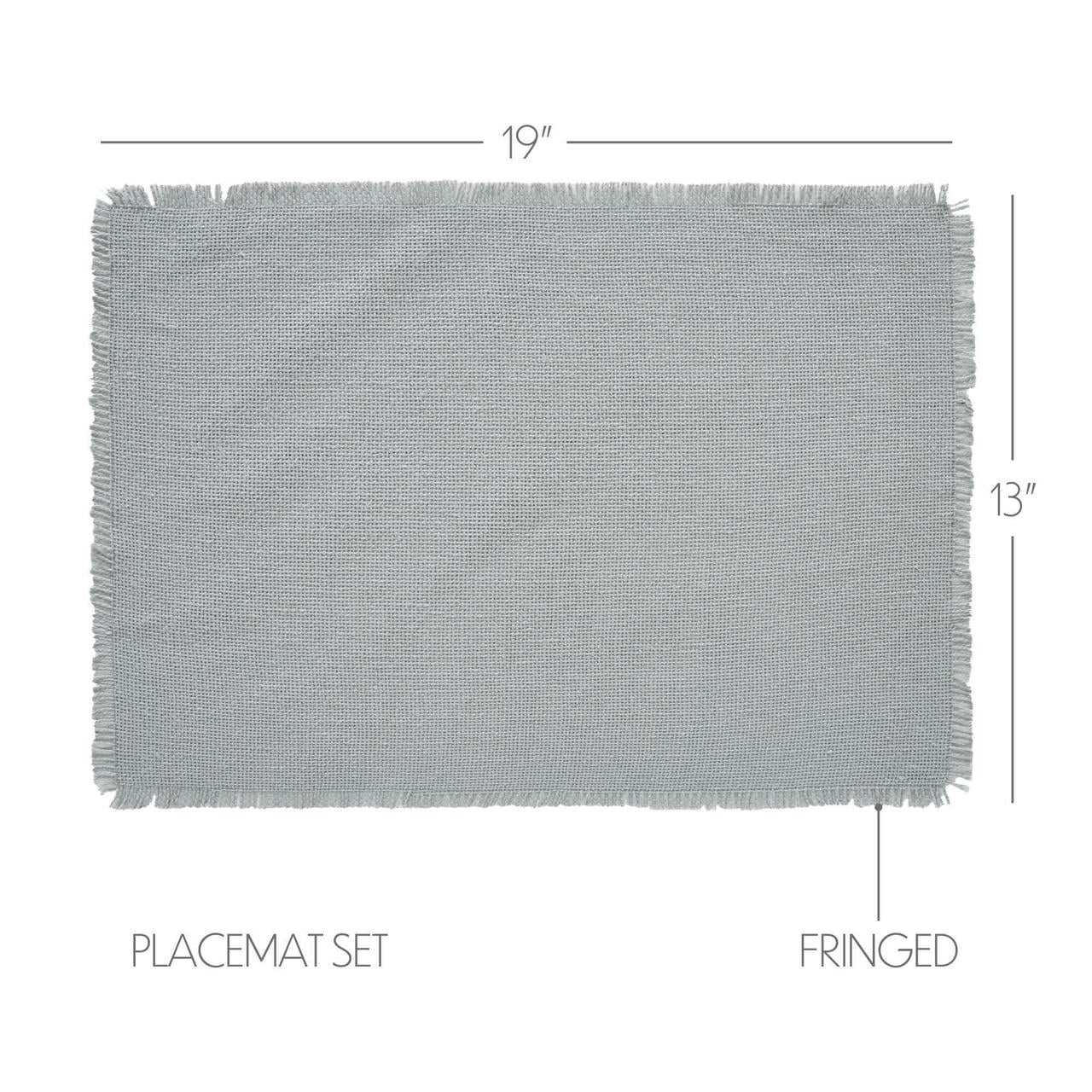 VHC Brands Burlap Dove Grey Farmhouse 13"x19" Placemat Set of 6 Cotton Solid Color Rectangle Kitchen Table Decor