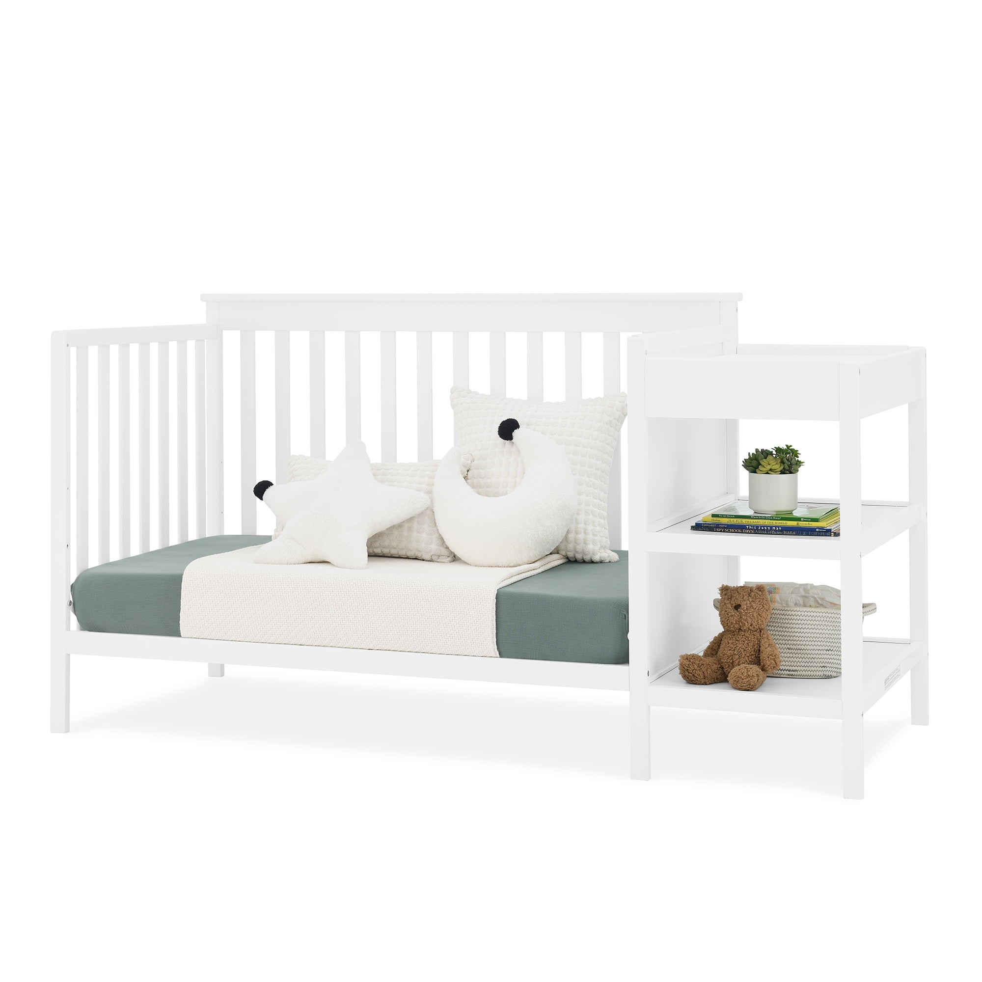 Delta Children Ellie 5-in-1 Convertible Crib and Changer - Greenguard Gold Certified, Bianca White