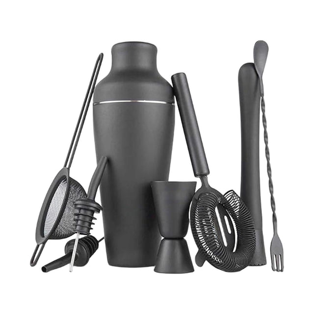 8x Premium Stainless 600ml Cocktail Shaker Muddler Set Drink Mixing