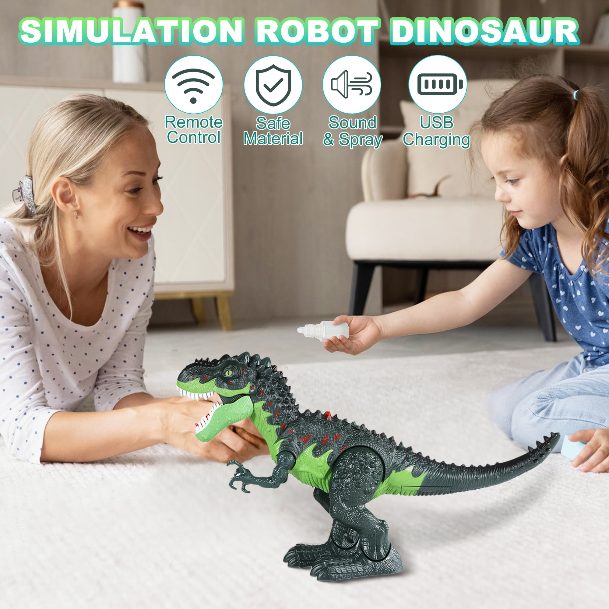 UUGEE Remote Control Dinosaur Toys for Boys Kids, 2.4G RC Dinosaur T-Rex Robot with Spray Light Sound, Walking Dinosaur Laying Eggs Boy Toys Age 3 4 5 6 7 8+ Year Old Christmas Birthday Gifts