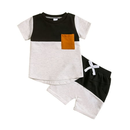 

Icvfdpl Boys Clothes Sets Short Sleeve Patchwork T Shirt Pullover Tops Outfits Birthday Party