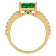 thumbnail image 4 of 2.48ct Princess Cut Precious Gemstone Green Emerald Real 18k Yellow Gold Robotic Laser Engraving Everlasting Unique Art Deco Statement Bridal Wedding Designer Ring Size 3.5, 4 of 5