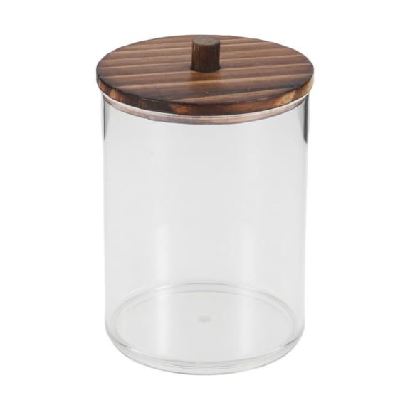Unique Bargains 1 Pc Round Cup Cylindrical Cover Acrylic Cotton Swab Holder Bathroom Transparent Dark Brown