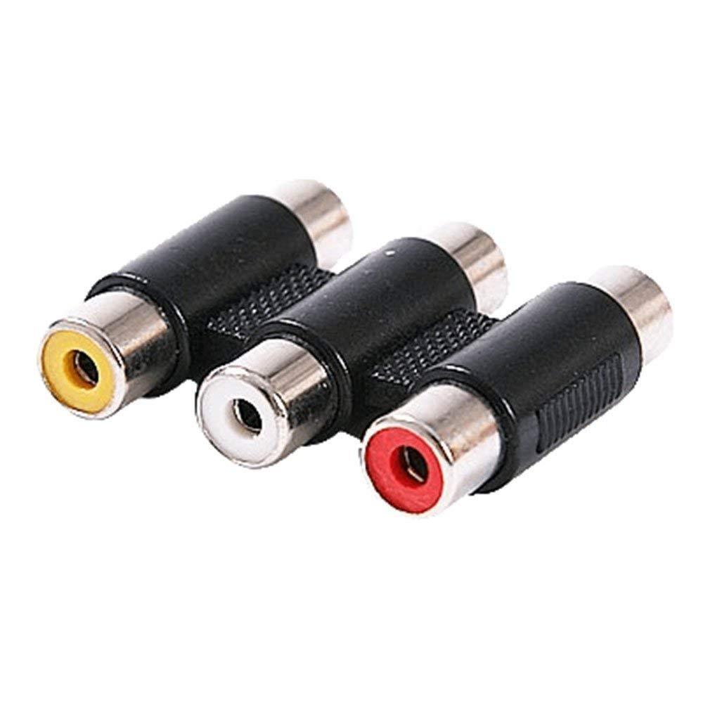 Importer520 3 RCA PHONO FEMALE SOCKET COUPLER EXTENSION ADAPTER, Join two RCA cables together to