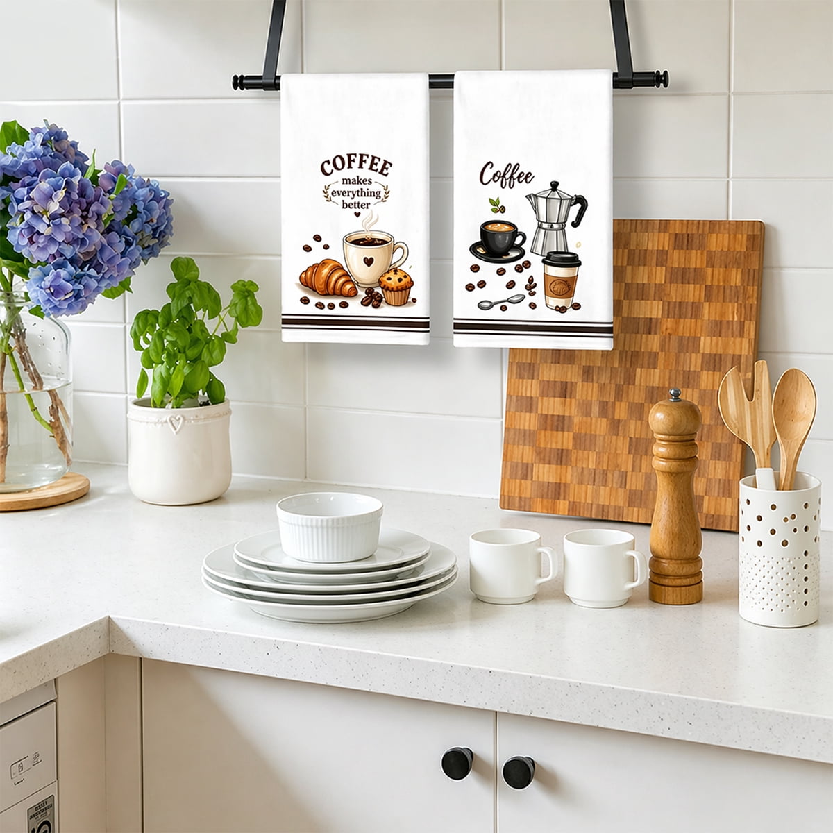 Coffee Kitchen Towels Decorative Sets Dish Towels Absorbent Fast Drying Hand Tea Vintage Cleaning Dishcloths for Cooking Farmhouse Bathroom Accessory