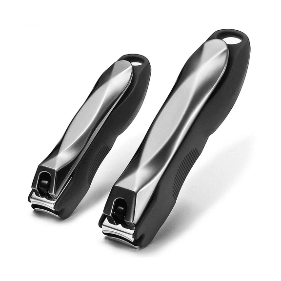 2PCS Nail Clipper with Catcher, No Splash Fingernail Toenail Clipper Stainless Steel Nail Cutter Nail Trimmer Set , Good Gift for Men and Women