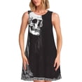 thumbnail image 1 of Balery Gothic Skull Drape Vestidos de verano para mujer con estampado: vestido holgado sin mangas, vestido playero informal y cómodo para días calurosos., 1 of 7