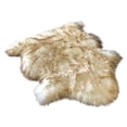 thumbnail image 5 of Soho Luxurious Faux Sheepskin Pelt White with Brown Tips Shag Area Rug or Runner, 5 of 5