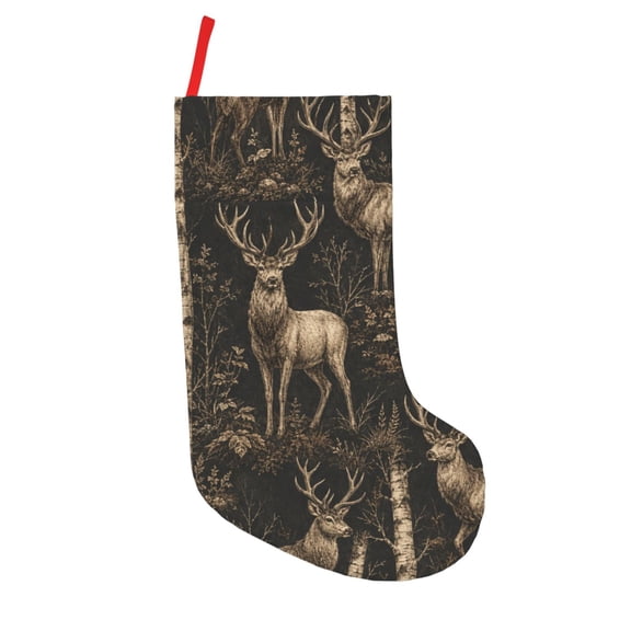 Deer And Birch Forest 18 in Christmas Stocking with Hanging Loop Xmas Tree Stocking for Holiday Decor