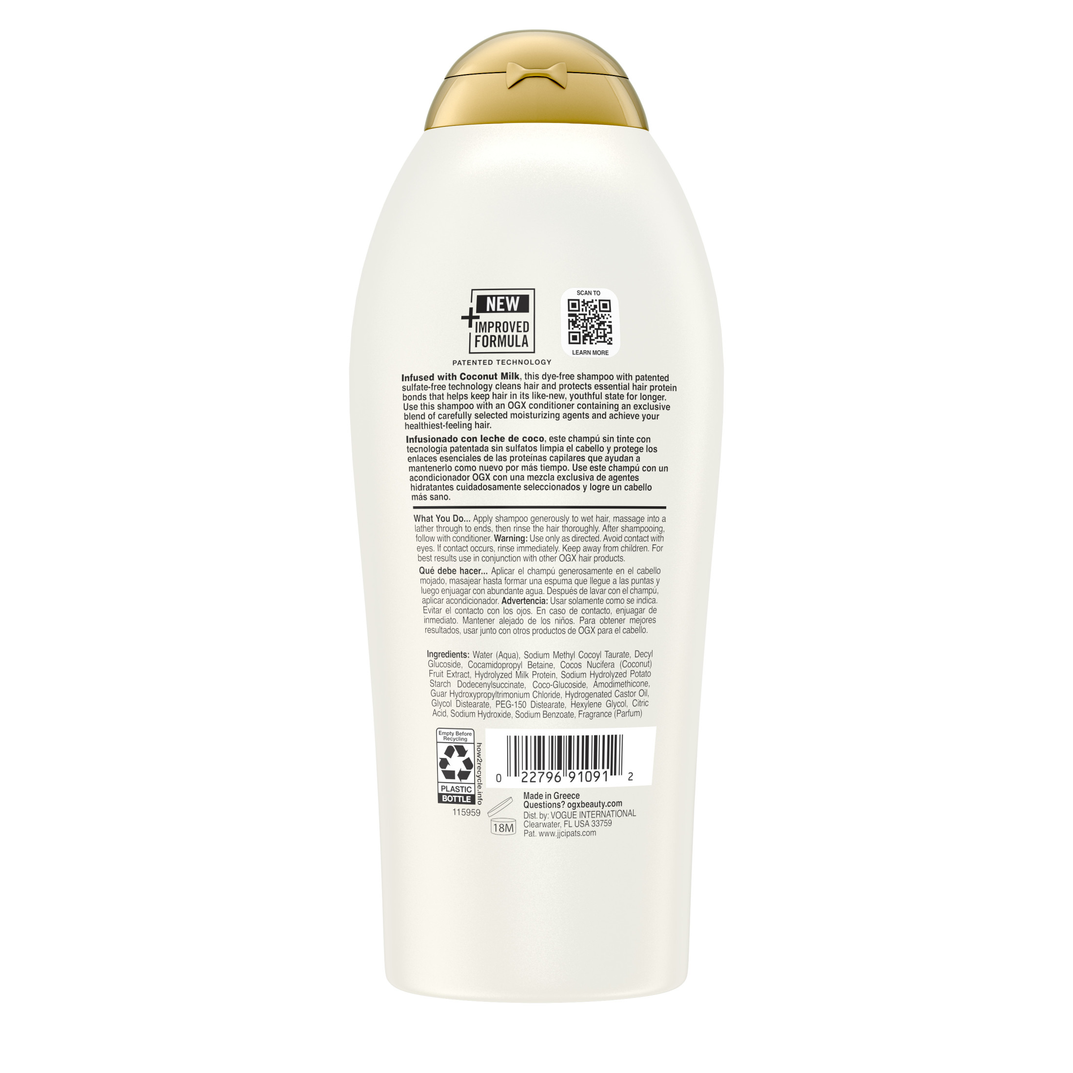 OGX Nourishing + Coconut Milk Moisturizing Daily Shampoo with Egg White Protein, 25.4 fl oz - image 4 of 10