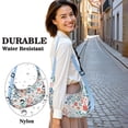 thumbnail image 5 of Corduroy Shoulder Bag with Floral and Hummingbird Illustration Adjustable Strap Compact and Portable Perfect for Spring and Summer Outings, 5 of 5
