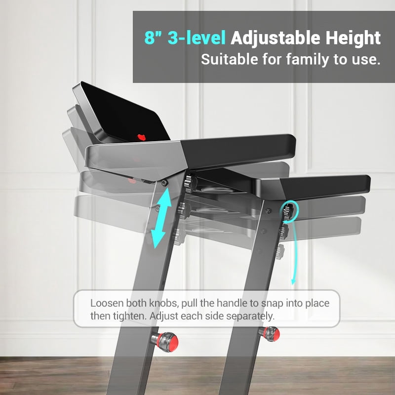 LEZEE 15% Treadmill Auto Incline, Foldable Home Treadmill with 3-Level Adjustable Console and Quiet 3.5 HP Motor, Max. 400lbs