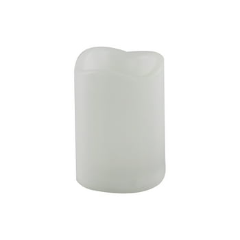 Holiday Time 3x4 inch Plastic Flameless LED Pillar Candle, White, Single Pack