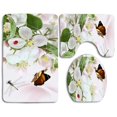 thumbnail image 1 of ABPHQTO Libélulas De Flores De Manzana Juego de alfombras de baño de 3 piezas Alfombra de baño Alfombra de contorno y tapa de inodoro, 1 of 2