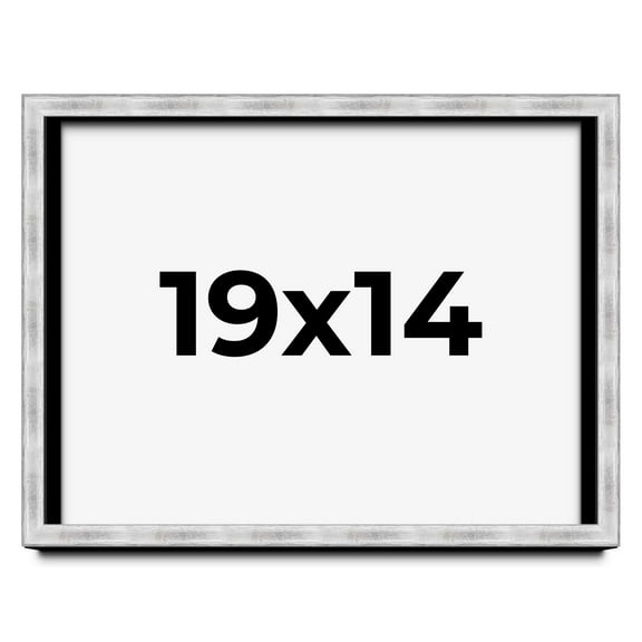 19x14 Frame Brushed Silver Solid Wood Picture Frame | 0.75 Inch Moulding Width | Rabbet Depth 0.75