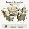 thumbnail image 3 of Vcatnet 8 Pieces Outdoor Conversation Set Sectional Sofa All Weather Wicker High-Back Patio Furniture Set with Swivel Rocking Chairs and Ottoman, Beige, 3 of 11