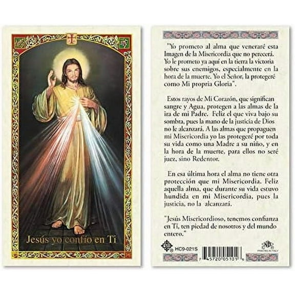 Saint Francis Cromo DIVINA MISERICORDIA SPANISH HOLY CARD LAMINATED PRAYER CARDS