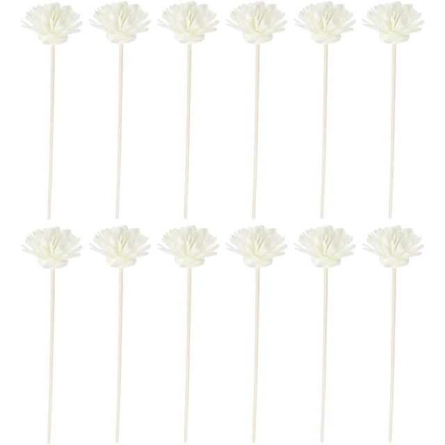 MAGICLULU 12Pcs Simulated Flower Shaped Aroma Sticks Perfume Diffuser Stick Decorative Rattan Refill for Home, Office, Wedding, 8.26 * 1.96 * 1.96inch White