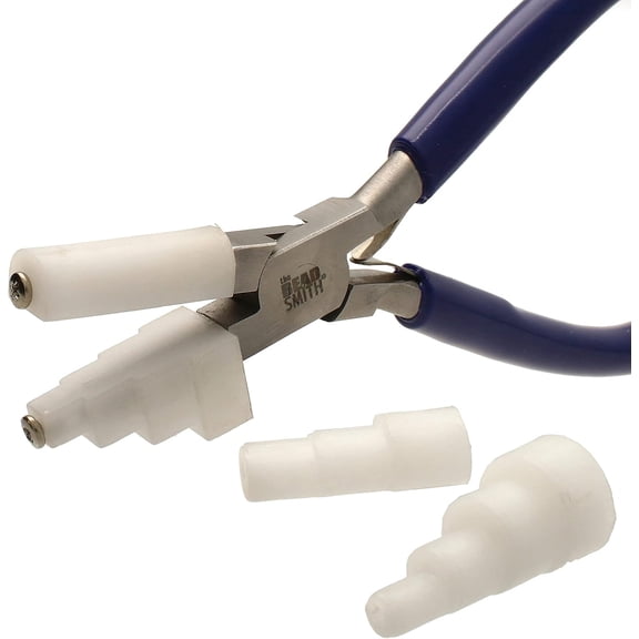 The Beadsmith Stepped Pliers with Interchangeable Nylon Jaws - 6.5 Inches (165mm), Comfort Grip Handle with Double Leaf Springs, Jewelry Making Tool for Bending & Shaping Wire