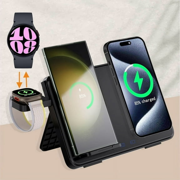 4 in 1 Wireless Charging Station Magnetic Foldable For Samsung Galaxy Z Fold/Flip/Galaxy S24 Ultra/iphone 15-12/iwatch/Galaxy Watch/AirPods/Earbuds