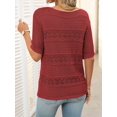 thumbnail image 6 of Womens Summer Tops Short Sleeve Crew Neck Knit Sweaters Red S, 6 of 7