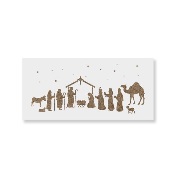 Plantilla de Natividad Stencil Revolution para manualidades navideñas en madera