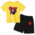 thumbnail image 3 of Conjunto de 2 piezas de camiseta y pantalones cortos con estampado de Spiderman de Marvel Avengers, ropa de verano para niños y niñas, traje informal de moda para adolescentes, 3 of 5