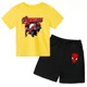 thumbnail image 3 of Conjunto de 2 piezas de camiseta y pantalones cortos con estampado de Spiderman de Marvel Avengers, ropa de verano para niños y niñas, traje informal de moda para adolescentes, 3 of 5