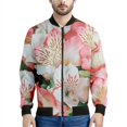 thumbnail image 2 of Chaqueta con cremallera con estampado de flores de narciso y lirio para hombre, sudadera informal de manga larga con estampado 3D de plantas, abrigo de calle, chaquetas holgadas, 2 of 5