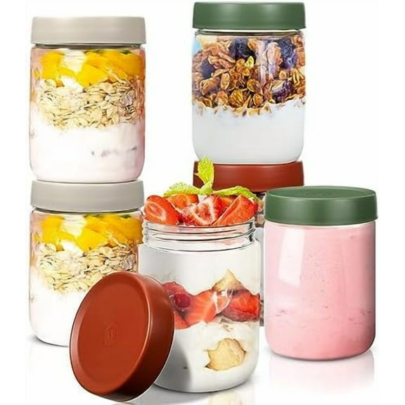 6 Pack 20 oz Overnight Oats Containers with Lids Glass Food Storage Jars for Kitchen Wide Mouth Glass Mason Jars for Oatmeal, Spices,yogurt, Sugar Leak Proof Containers