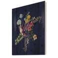 thumbnail image 2 of Designart 'Little Bird Sitting On Colourful Bouquet Of Wildflowers I' Traditional Print on Natural Pine Wood, 2 of 5