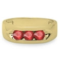 thumbnail image 2 of Dazzlingrock Collection Round Ruby Channel Set 3 Stone Anniversary Wedding Band for Men in 14K Yellow Gold, Size 8, 2 of 4