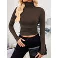thumbnail image 4 of Women'S Long Sleeve Shirts Fall Fashion Basic Thermal Underwear Tops Winter Clothes 2025 Coffee Color S, 4 of 6