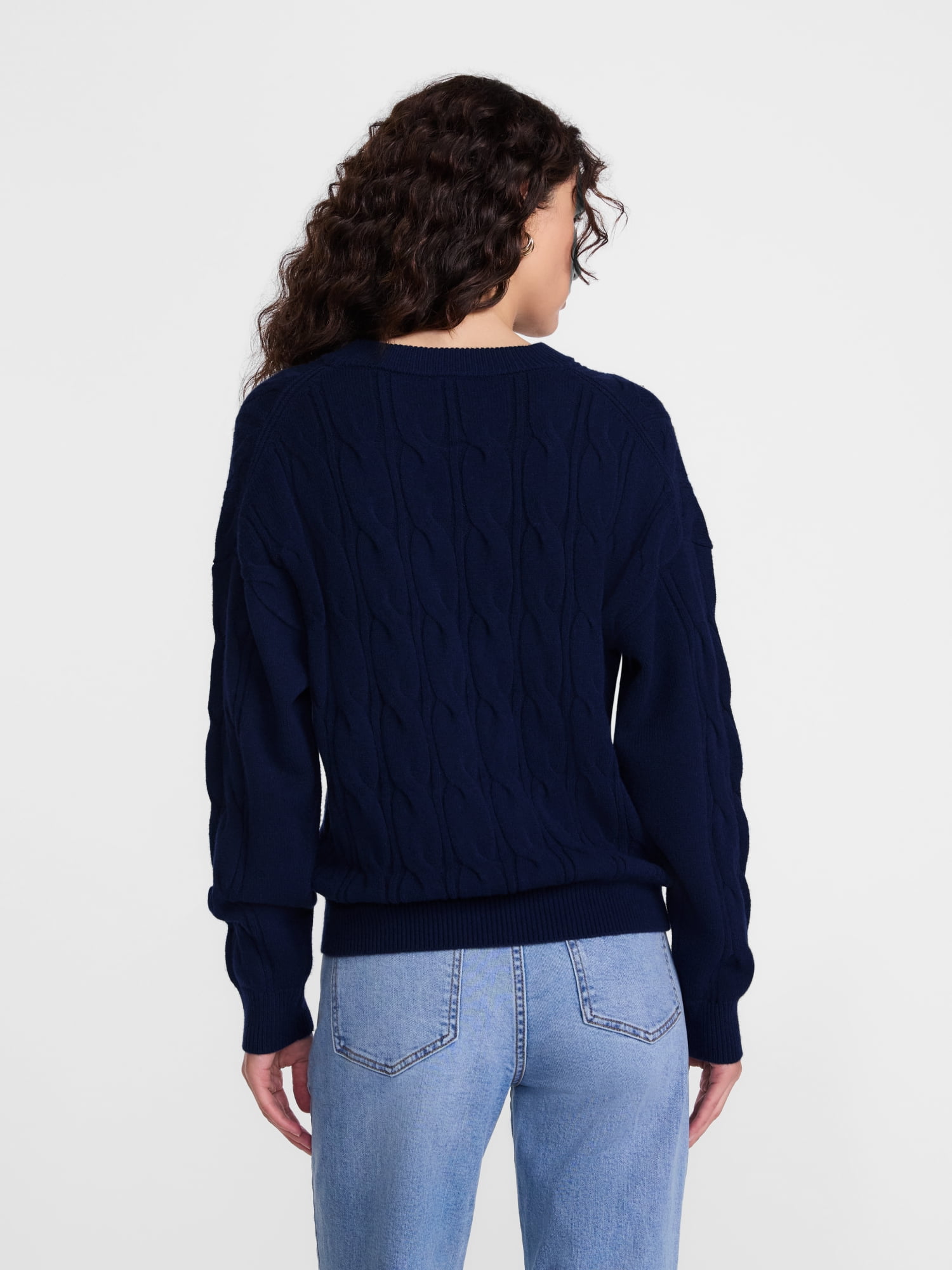 Scenario Women's Crewneck Cable Knit Mid-weight Sweater, Sizes XS-XXXL