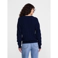 thumbnail image 3 of Scenario Women's Crewneck Cable Knit Mid-weight Sweater, Sizes XS-XXXL, 3 of 5