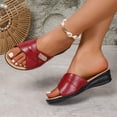 thumbnail image 1 of HTHLVMD Chaussures d'Été à Plateforme Confortables, Pantoufles en Cuir pour Femmes à Bout Ouvert Style Bouche de Poisson Sandale Compensée Confortable Largeur Grand Pantoufle de Maison Été Slip à Enfiler Sandales de Plage, Bordeaux 9, 1 of 8